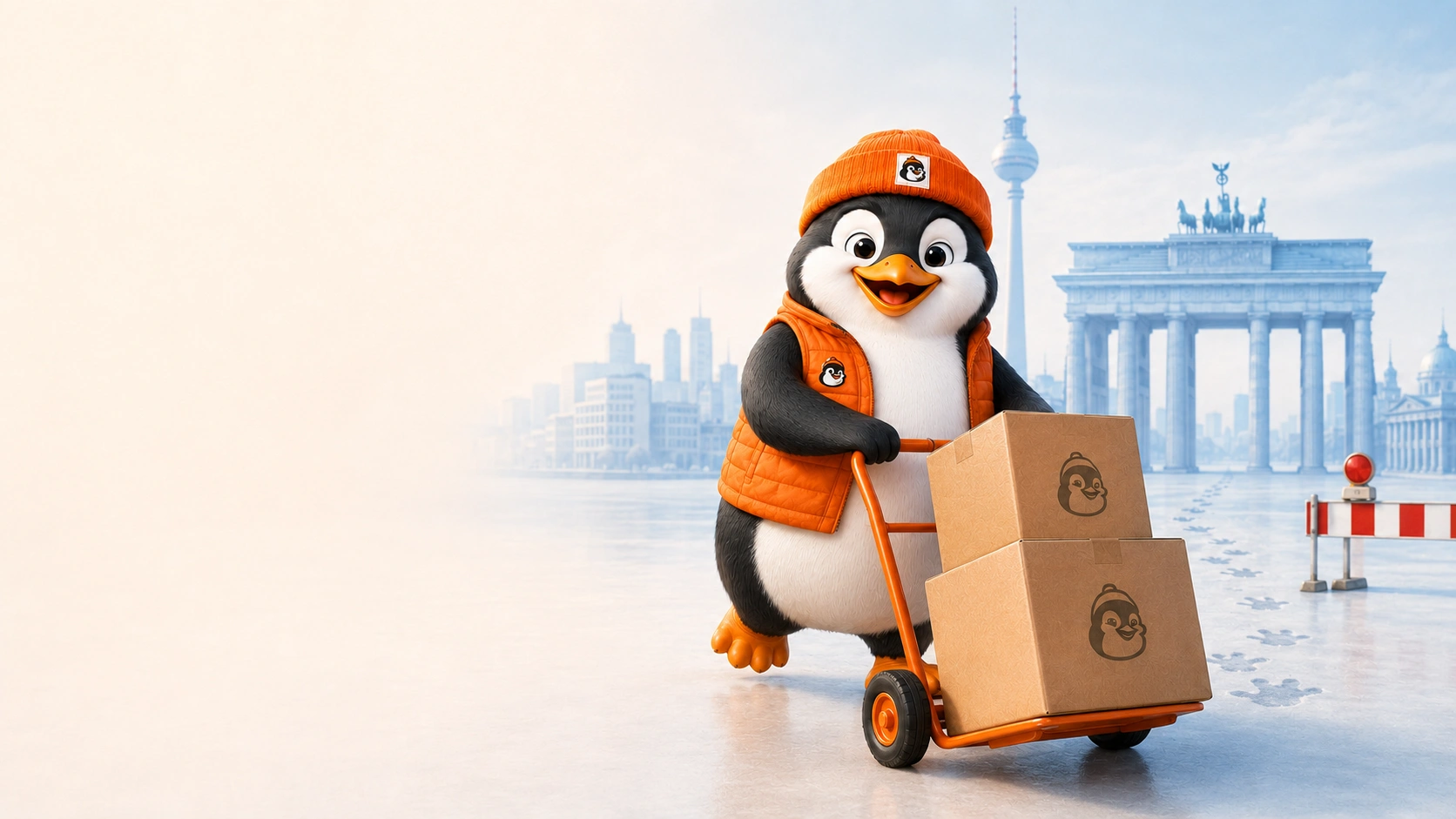 Der Umzugspinguin beim professionellen Umzug in Berlin