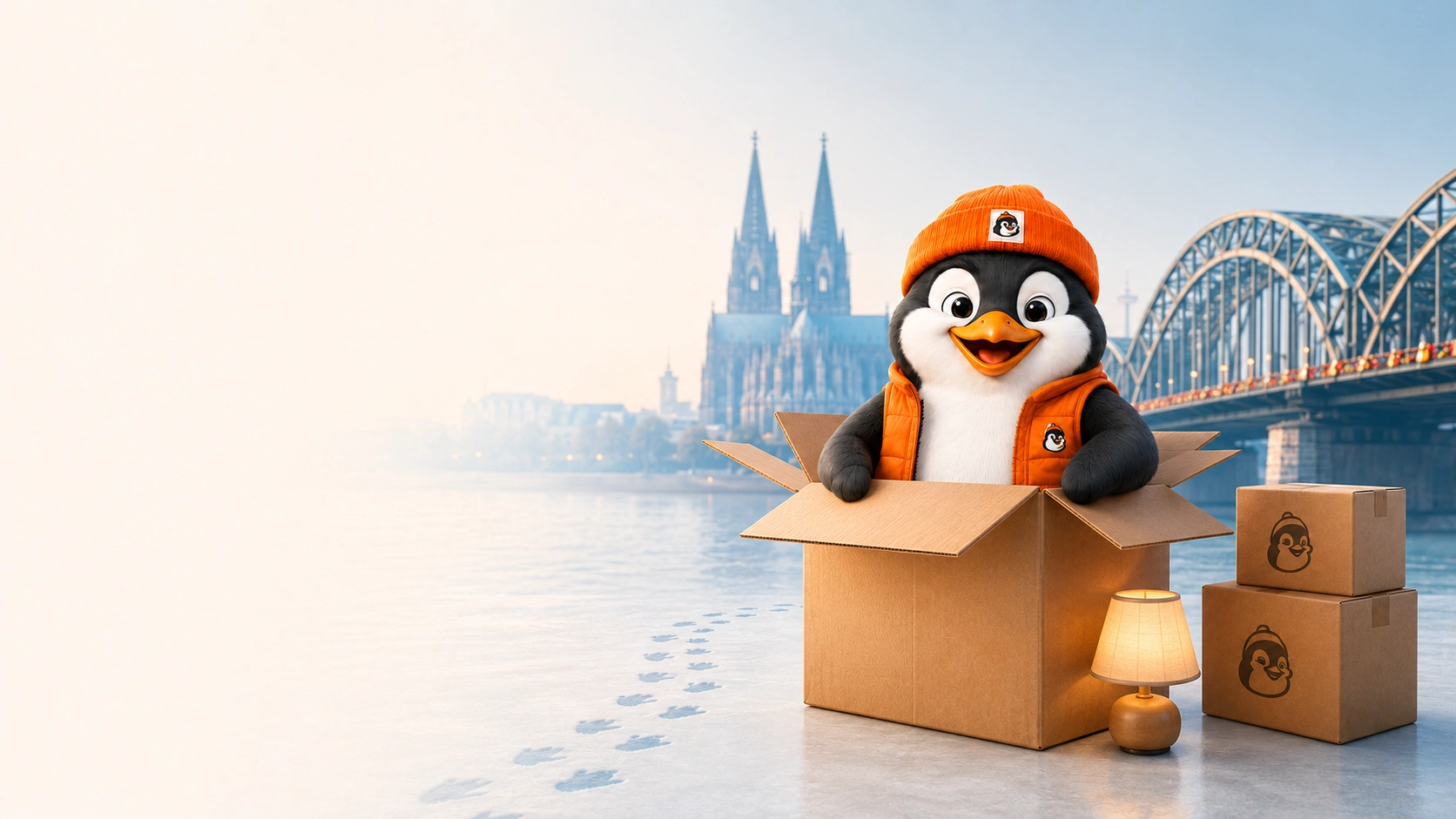 Der Umzugspinguin beim professionellen Umzug in Köln